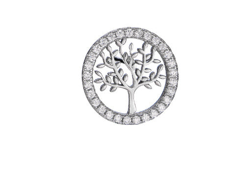 Round Silver Tree Zircon Earrings For Women