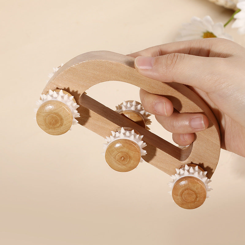 Handheld Massage Roller For Sore Muscle, Wood Therapy Massager