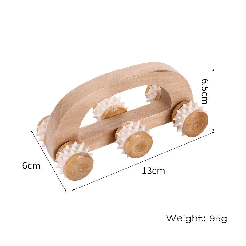 Handheld Massage Roller For Sore Muscle, Wood Therapy Massager