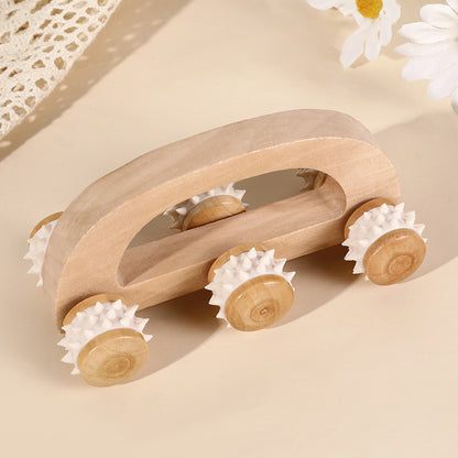 Handheld Massage Roller For Sore Muscle, Wood Therapy Massager