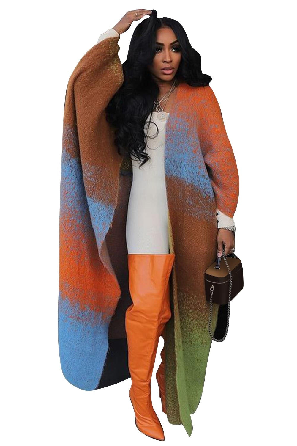 Casual Loose Knitted Long Women's Coat , jersey