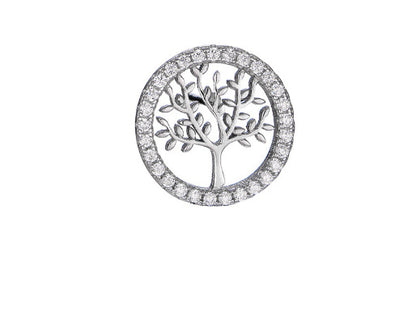 Round Silver Tree Zircon Earrings For Women