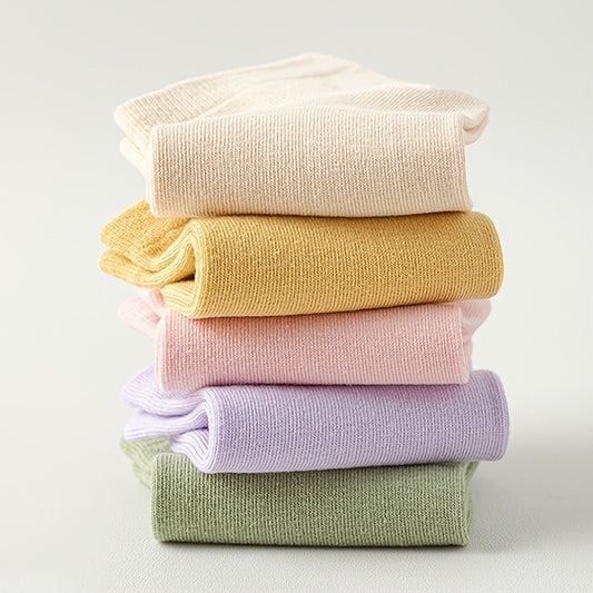 5 Pairs Stylish And Vibrant. Women's Cotton Socks. Lightweight And Breathable.