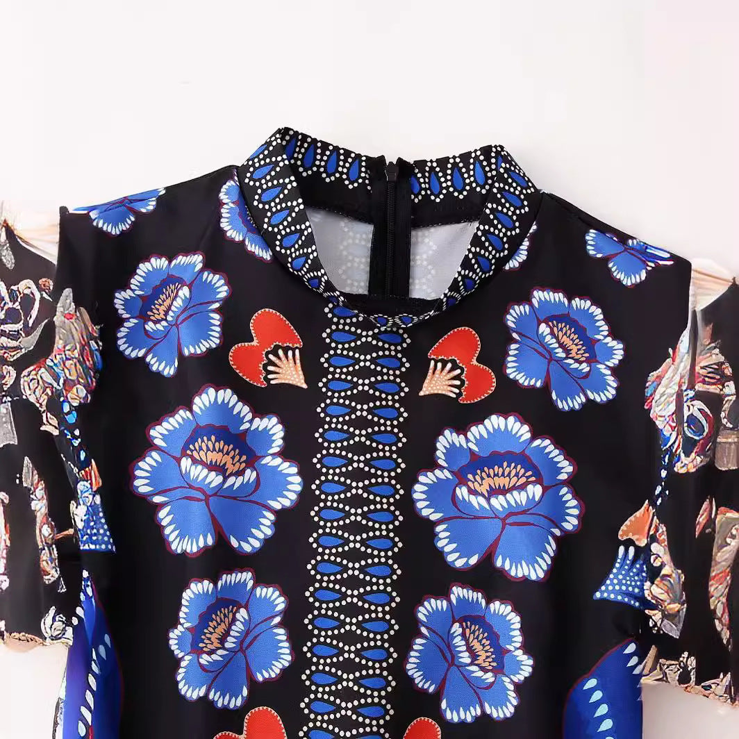 long dress , Women's Clothing Printing Stitching Cake Dress