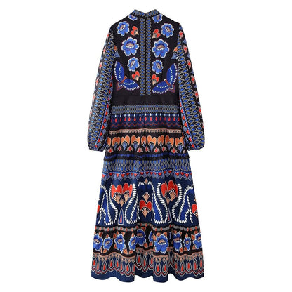long dress , Women's Clothing Printing Stitching Cake Dress