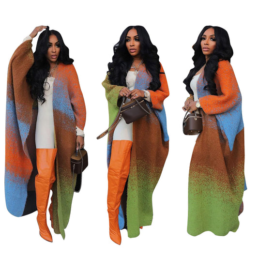 Casual Loose Knitted Long Women's Coat , jersey