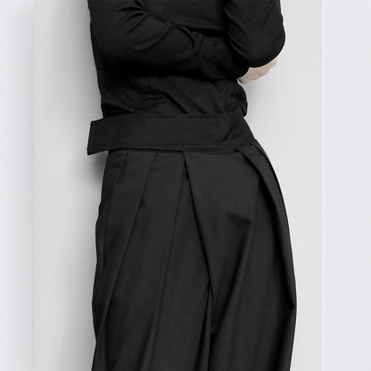 Black Suit Draping Casual Wide-leg Pants,shalwar