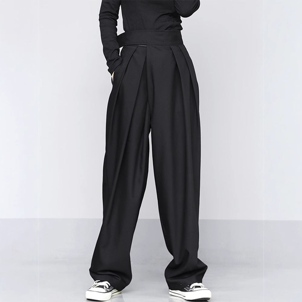 Black Suit Draping Casual Wide-leg Pants,shalwar