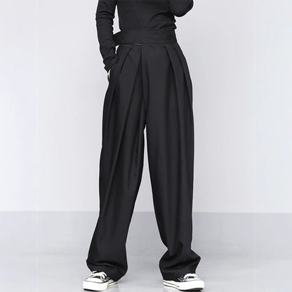 Black Suit Draping Casual Wide-leg Pants,shalwar
