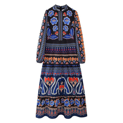 long dress , Women's Clothing Printing Stitching Cake Dress