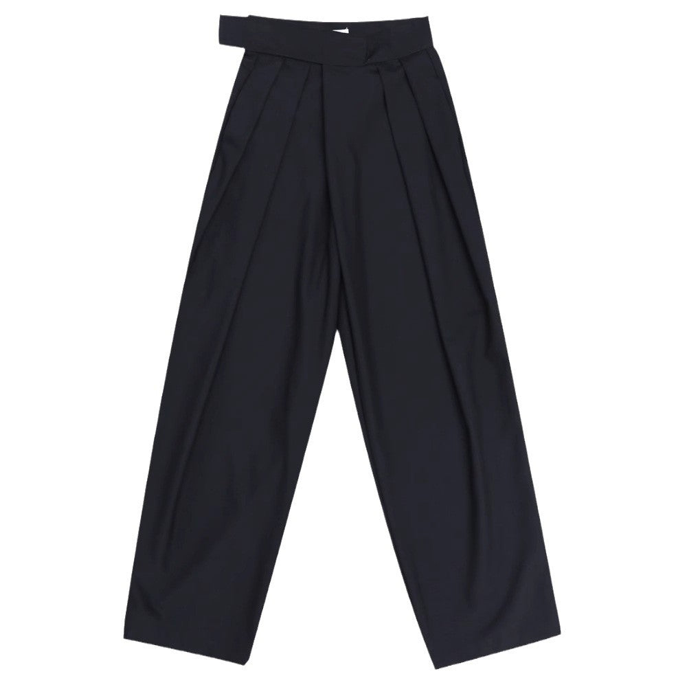 Black Suit Draping Casual Wide-leg Pants,shalwar