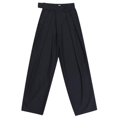 Black Suit Draping Casual Wide-leg Pants,shalwar