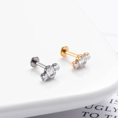 G23 Titanium Plug-in Push Pin Zircon Ear Bone Stud